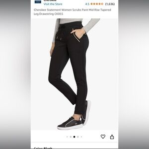 Cherokee Statement Women Scrubs Pant Mid Rise Tapered Leg Drawstring CK055